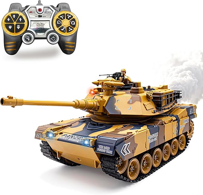 M1A2 Abrams US Army Tank 1/18 RTR RC Armored Fighting Vehicle Airsoft BB Battle Water Bomb Shot Smoke Sound Light Recoil 2.4Ghz Vibration Controller Modern Military Model MBT Panzer Collection