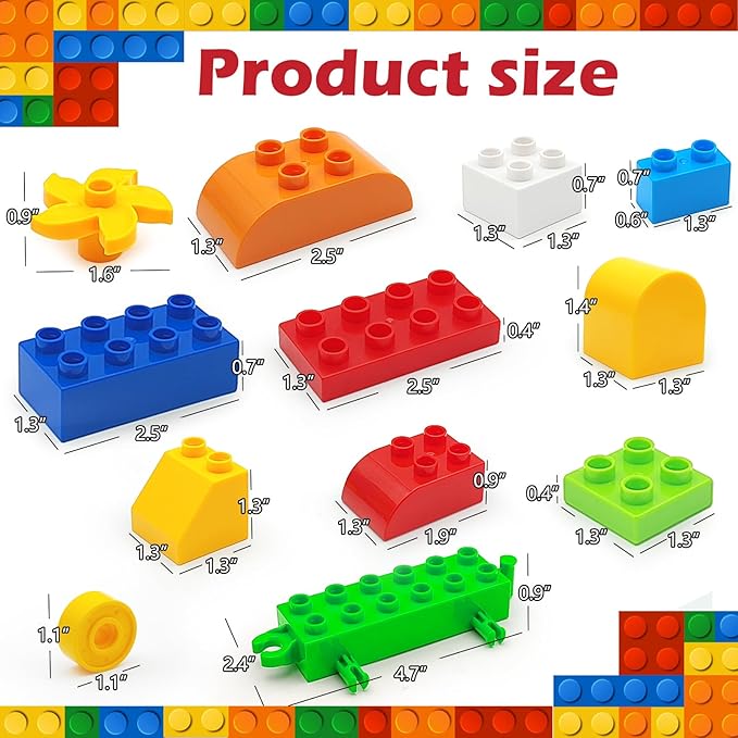 90 Pcs Classic Building Blocks Set for Toddlers 3-6 Large Building Bricks Train Educational Toy STEM Toys Compatible with Major Brands Gift for Kids