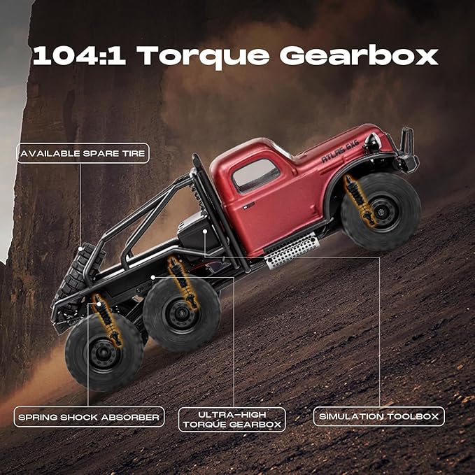 EAZYRC FMS Rochobby 1/10 Atlas Ready Set RC Crawler RC Truck 4X4 with Lighting 2.4GHz RadioBall Bearing Metal-Gear Full4 Link SuspensionRapid Separation Car Body for Adult (1/18 Blue)