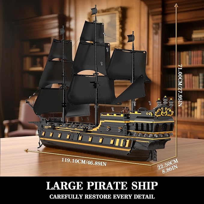 Mould King Pirates Ship Large Building Sets 13186 MOC Black Pearl Sailboat Construction Sets to Build Boat Sets for Adult Home Decor &amp Birthday Gifts for Teens 14+(5266PCS)