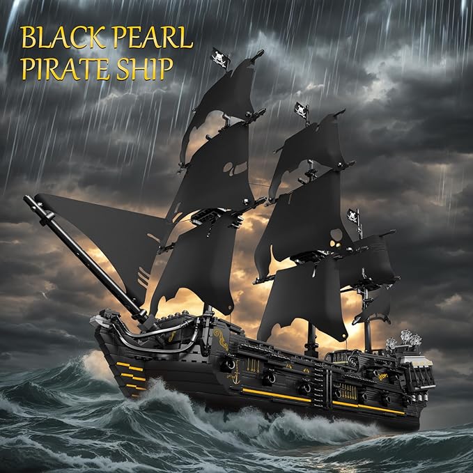JMBricklayer Pirate Ship Model Building Sets Black Pearl Mysterious Toys Kits Collectible Blocks Cool Toy Gifts for Boys Teens Collectors (Upgraded Version 3180 Pieces) (40102)