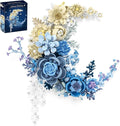 Blue Flowers Moon Building Blocks Set 934 Pcs Dried Flower Botanicals Collection Creative Floral Building for Wall Decor Compatible with Lego Flowers Artistic Gift with Ages 6+