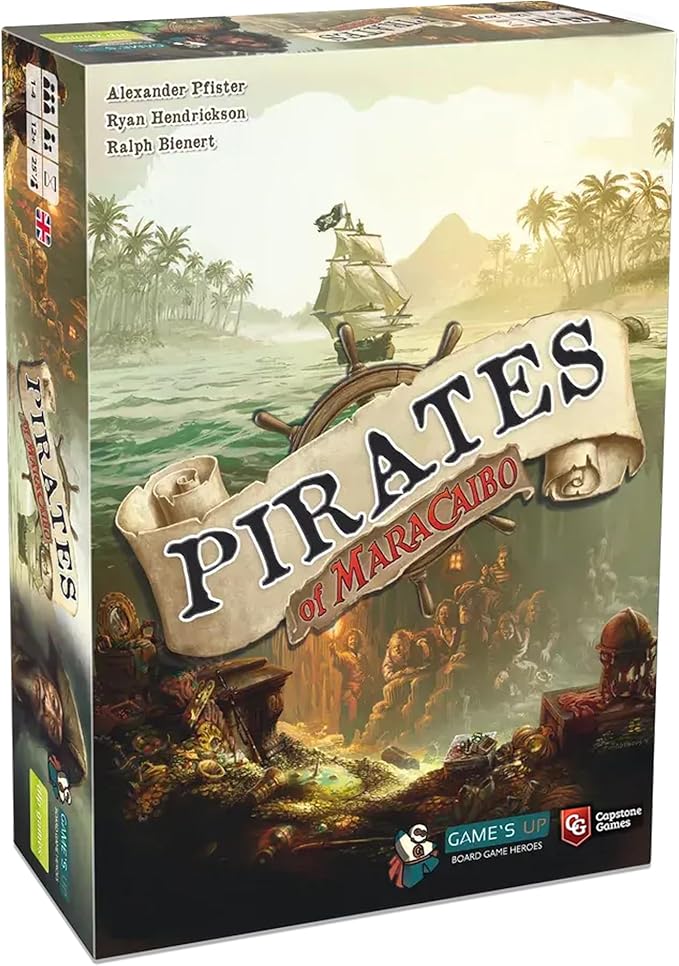Capstone Games Strategy Board Game Pirates of Maracaibo for Ages 14+ | Competitive Multiplayer Pirate Adventure with Ship Upgrades Treasure Hunting and Exploration | 1-4 Players 25-100 Min Playtime