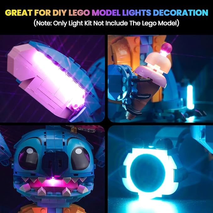 Upgraded Led Light Kit Compatible with Lego 43249 Stitch Toy Building Set Remote Control Version Compatible with Lego 43249 (Model Not Included)