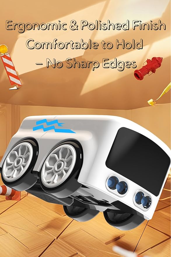 Magic Mini Bus Follows Line Car Inductive Mini Interactive Cars Follows The Line Intelligent Line Tracking System with Dynamic LED Expressions Educational STEM (Blue)