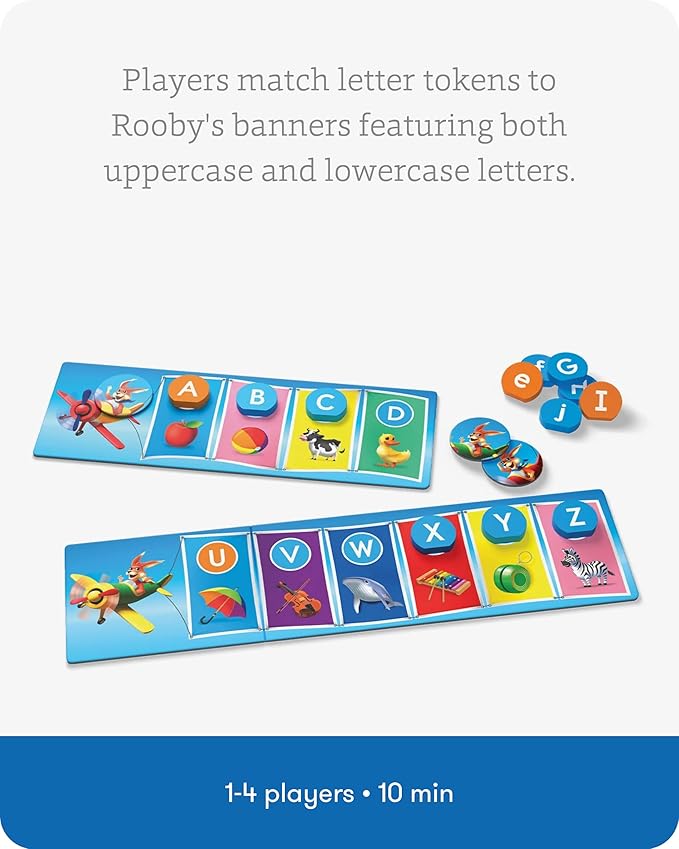 SimplyFun Rooby’s ABC’s - Pre-K Alphabet Game - Letter Recognition Game for Kids - Learn Both Uppercase and Lowercase Letters - 1 to 4 Players Ages 3 &amp Up
