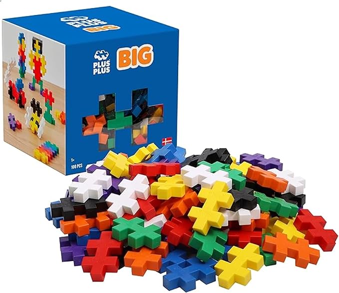 PLUS PLUS BIG - Open Play Set - 100 Piece - Basic Color Mix Construction Building Stem Toy Interlocking Large Puzzle Blocks for Toddlers and Preschool
