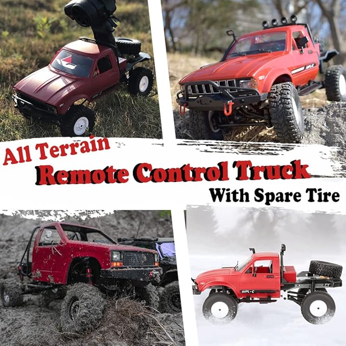 The perseids RC Crawler Offroad RC Truck WPL C14 RC Rock Crawler 4x4 1/16 Scale Remote Control Trucks 2.4G Semi Trucks All Terrain Car RTR Hobby RC Pickup for Adults