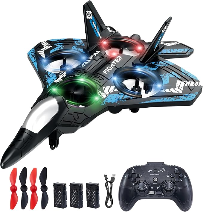 Drones for Kids Form RC Plane Remote Control Airplane Aircrafts for Boys and Girls Jet Helicopter Drones with LED Lights 360° Flip 3 Rechargeable Batteries Toys for Christmas