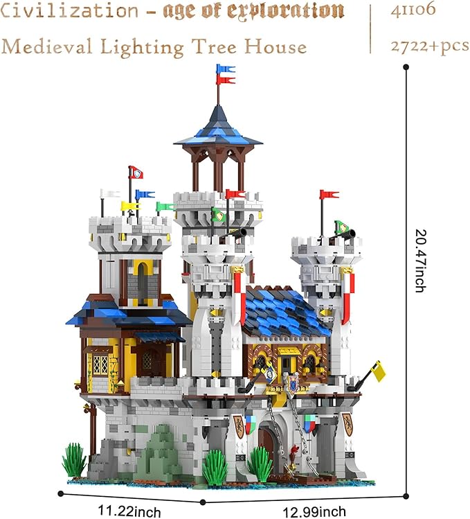 JMBricklayer Medieval Castle Building Sets for Adults Ideas House Model Toy Construction Set with LED Light Collectible or Home Office Display Gifts for Boys Girls Teens Women 41106