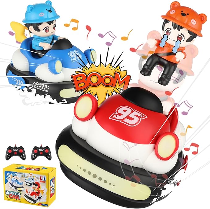 2Pcs RC Bumper Cars Toys with Ejector Rechargeable Remote Control Collision Cars LED Light-Up Battle Racing Game for Kids Ages 3–8 (Parental Guidance) Fun Gift for Boys &amp Girls