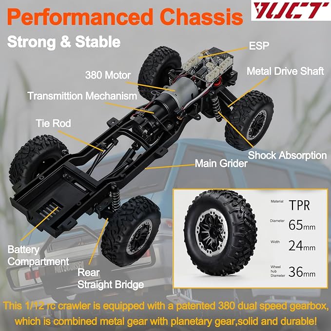 YUCT 1/12 Mitsubishi Delica L300 4WD RC Rock Crawler 2.4GHz Remote Control Van Two 1200mAh Batteries