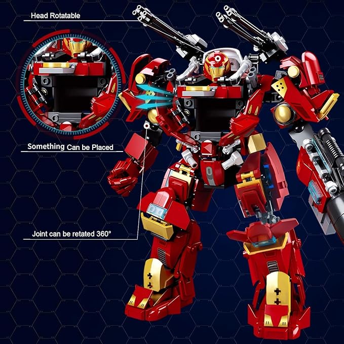 HIGH GODO Mech Robot Transforming Building Blocks Set for Adults City Warrior Justice Hero Soldier Mech Model Building Kit Cool Creative Robots Toys Gift for Teens 14+ 588 Pieces