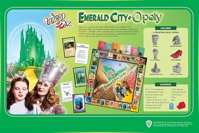 MasterPieces Opoly Board Games - The Wizard of Oz Emerald City Opoly - Officially Licensed Board Games for Adults Kids &amp Family