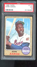 1968 Topps #110 Hank Aaron Atlanta Braves VG PSA 3 Graded Baseball Card