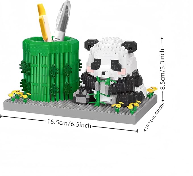 Panda Pen Holder Micro Mini Building Block Toy - Assemble Your Own Ideal for Students' Educational Fun and Office Workers' Desk Decoration
