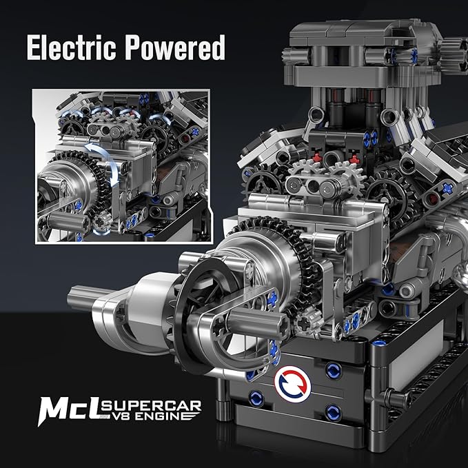 Mould King 10206 V8 Engine Model kit that Runs Build Your Own Cars Combustion Battery/Motor Blocks Sets Mechanic Engineering Construction Set STEM Toy Gift for Adults 14+ Teens(737 PCS)