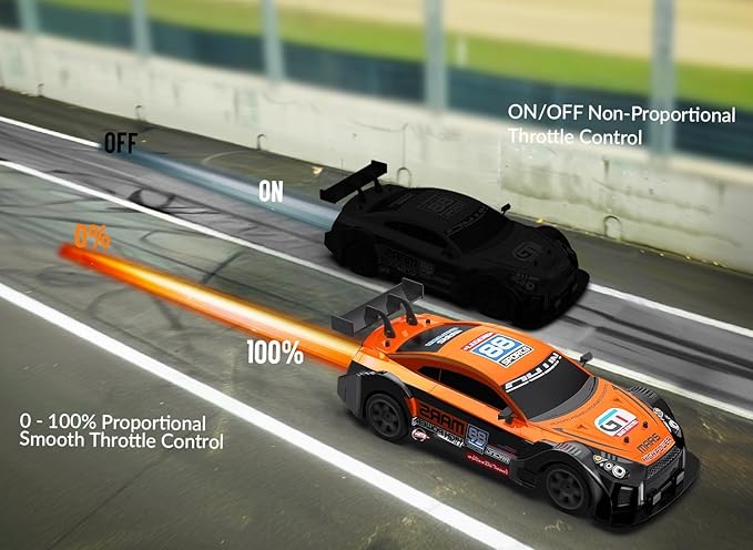 RACENT 1:16 RC Drift Car 2.4Ghz 4WD 18KM/H Remote Control Car with Spray Mist Racing and Drifting Wheels LED Light 2 Batteries Sport Model Toys Vehicle for Kids Boys Adults