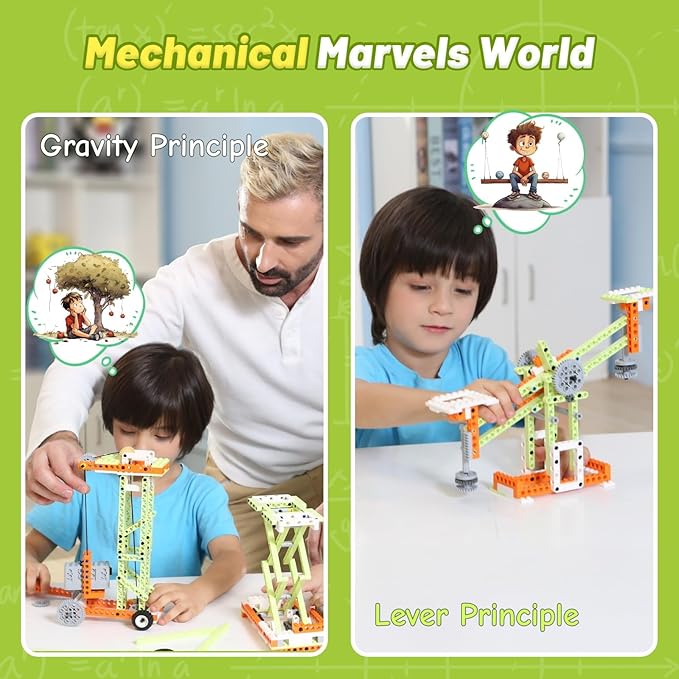 Robot E STEM Kits - Includes Large Storage Organizer 14 in 1 Electric Building Toys with Learning Materials Educational Construction Science Kit for Kids 8-10 10-12 Christmas Birthday Gift