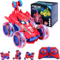 Spider RC Car for Kids – 4WD Remote Control Stunt Car with 360° Flip Fast Monster Crawler Toy with Light-Up Wheels – Rechargeable RC Vehicle Gift for Boys Ages 3-12