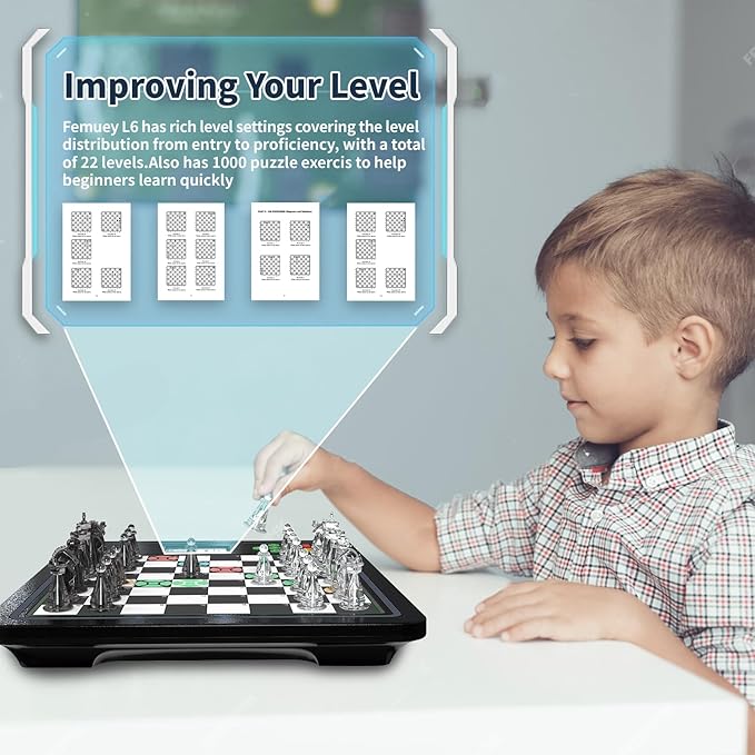 Electronic Chess Set Computer Chess Game Smart Chess Board Chess Set Board Game Electronic Chess Game LEDs Built-in Battery Great Partner for Play and Practice