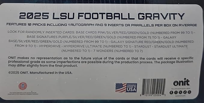 2025 Onit Gravity College Football Card Hobby Box (LSU Tigers)