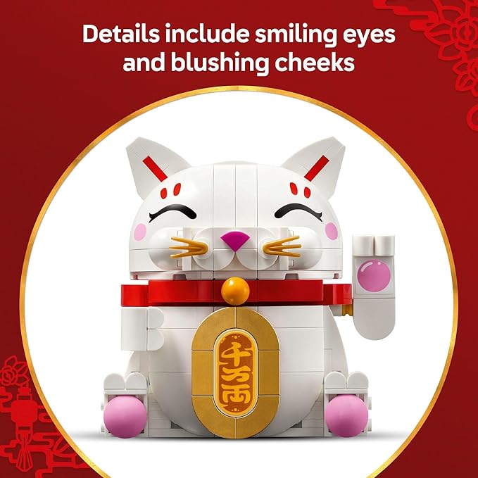 LEGO Lucky Cat Building Toy for Girls &amp Boys - Smiling Cat W/Waving Paw Function for Kids Ages 9+ - Home Decor for Spring Festival &amp Chinese New Year Celebrations - Gift Idea for Birthdays -