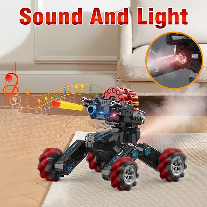 RC Cars-Best Gifts for Boys Age 8-12Big Size DIY Hand Controlled Gesture Sensing Stunt Remote Control Battle Tank Car with Soft BulletsBirthday Presents for Kids 7 8 9 10 11 Year Old