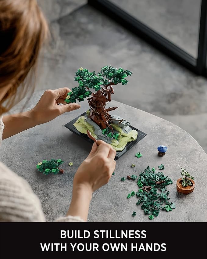 Nifeliz CHAN Bonsai Tree Building Set Artificial Plant Model Toy for Desk or Home Decor Peaceful Gift Idea for Adults and Nature Lovers (733 PCS NF10322)