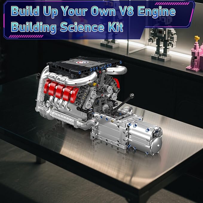 V8 Engine Building kit for Kids 8-14 Runnable Model Engine Building Sets 1169 Pcs DIY Educational STEM Engine Building Toys for Kids Science Learning Best Birthday Gifts Ideas for Boys Girls Adults
