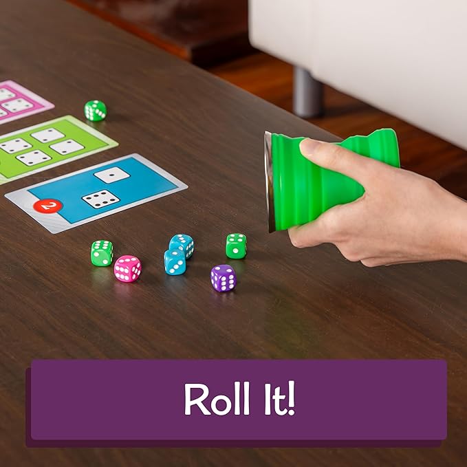 Calliope Games Roll for It Going Big - Fast-Playing Family Dice Game with Big Oversized Cards and Dice Retirement Party Games Fun Family Games for Travel Parties and Game Night - Purple Edition
