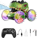 Amphibious Remote Control Monster Truck 4WD All Terrain Off-Road Dinosaur Truck with Water Gun 1:18 Scale RC Cars with Lights &amp Music 2.4 GHz Waterproof RC Dinosaur Car for Boys 4-7 Gifts