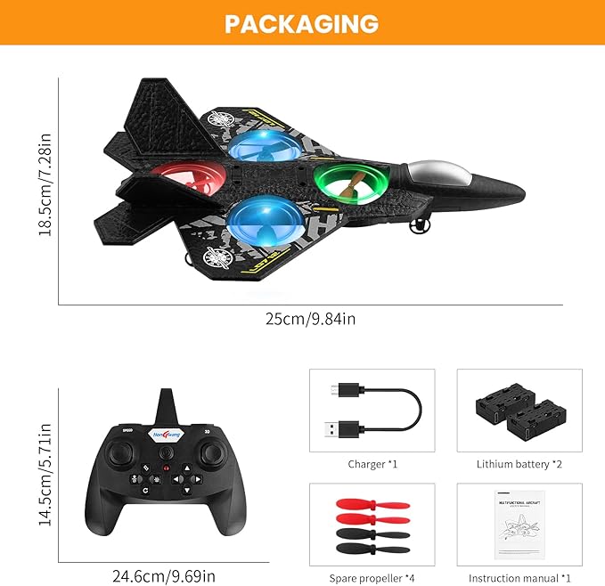 RC Plane 2.4GHz Remote Control Plane L0712 Drone Quadcopter Hovering with Auto Hovering Fighter Aircraft RC Airplane RTF for Beginner Kids and Adults3D Flip Airplane Toy