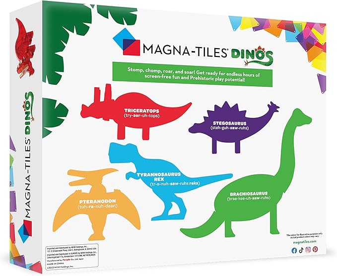 MAGNA-TILES Dinos 5-Piece Magnetic Construction Set The ORIGINAL Magnetic Building Brand