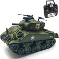 fisca Remote Control Tank 2.4Ghz 15 Channel 1/20 Sherman M4A3 Main Battle RC Tank that Shoot BBS Airsoft for Kids Age 10 11 12-16 Year Old