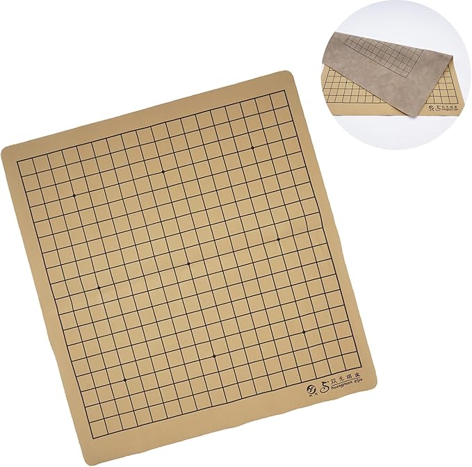 Portable Go Game Set Reversible 19x19 / 13x13 Faux Leather Foldable Game Board with Single Convex Ceramic Stone 361pcs and Plastic Go Bowls 2 Players Board Game