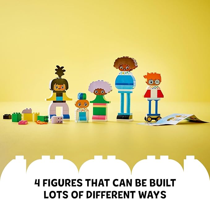 LEGO DUPLO Town Buildable People with Big Emotions Interactive Toy for Ages 3 and Up 5 Characters with 10 Role-Play Faces 71 Colorful Bricks for Mix-and-Match Customizable Fun 10423