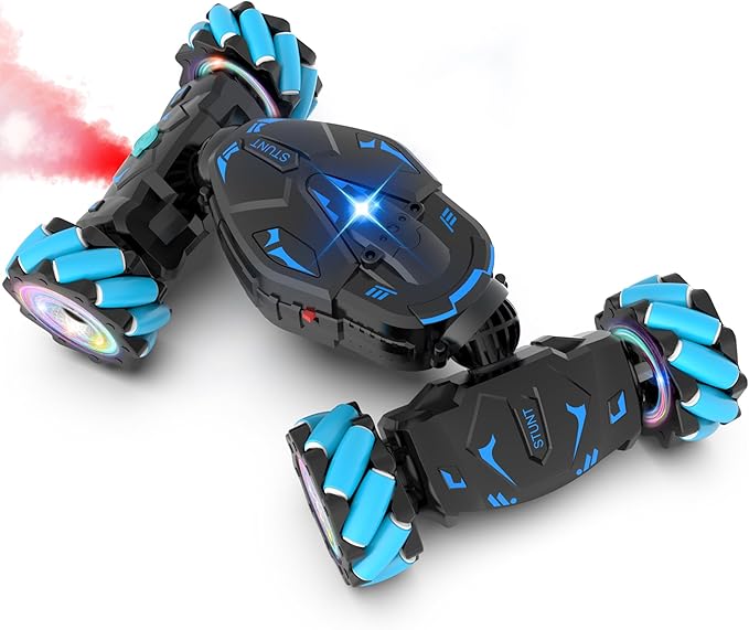 Gesture Sensing RC Stunt Car Toys for Boys 6-8 Gifts for Boys 6 7 8 9 10 11 12 Birthday Gifts for Boys Remote Control Car for Boys 8-12 360° Rotate 4WD Off-Road with Lights Music Spray