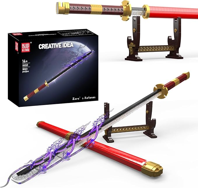 Mould King 10259 Zoro Sword Building Toy Anime Cosplay Swords with Scabbard and Stand Buildable Set for Adults/Collection Enthusiasts (1832 Pieces)