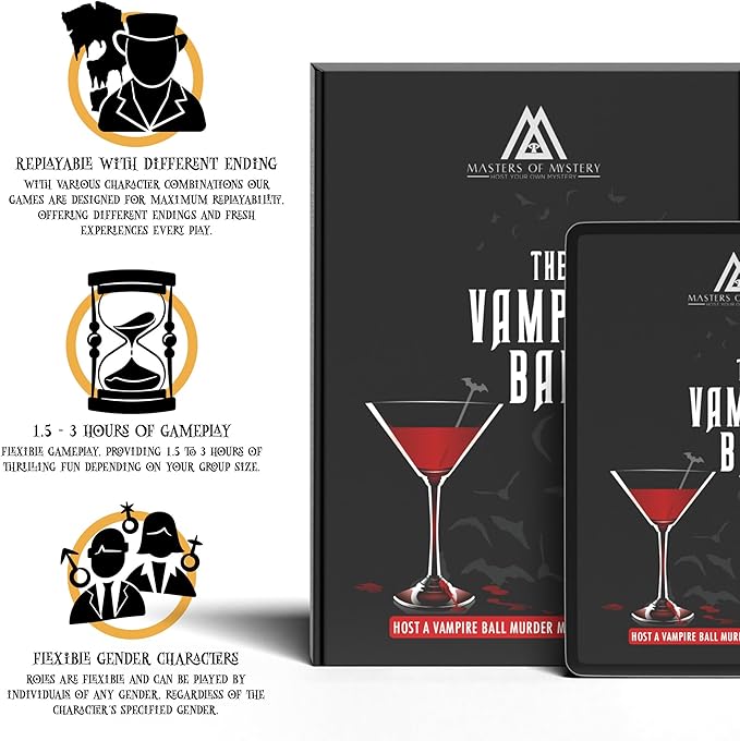 Masters of Mystery Vampire Ball Murder Mystery Dinner Party Game – Gothic Masquerade Whodunnit Party Game for Adults – 4–20 Players