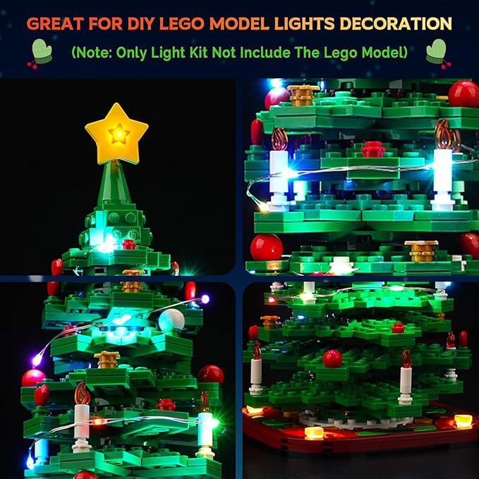 Upgraded Led Light Kit Compatible with Lego Christmas Tree Building Set Lights Decoration Compatible with Lego 40573 Gift Idea for Christmas Tree Lights (Model Not Included)