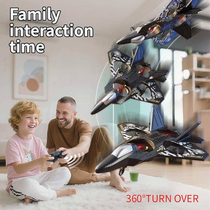 Remote Control Airplane for Kids Boys Beginners 8-12 RC Plane with Light 360° Flip Fighter Jet Toys Stunt Roll Airplane Toy Gifts for Kids Boys Girls 8-16 Drone for Adults