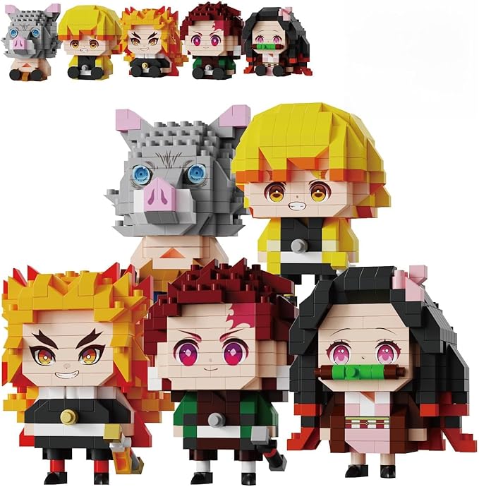 Anime Building Blocks Set 1140 PCS 2 in 1 Sitting &amp Standing Models Cute Micro Brick Action Figures Japanese Manga Merch Toy Decor Character Anime Manga Fans Gift for Kids Adults Toys 8-12 6-14