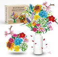 Flower Building Block Bouquet Kit for Women DIY Brick Flowers Craft Set with Adjustable Stems and Petals Creative Botanical Construction Toy for Desk Decoration Gift for Teens and Adults