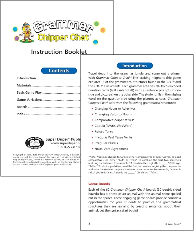 Super Duper Publications | Grammar Chipper Chat® Magnetic Game | Educational Learning Resource for Children