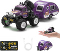 Snugzy Mini RC Car 1:64 Scale RC Truck for Kids with Trailer 2.4Ghz Remote Control Rechargeable RC Cars Toy Gifts for Boys Girls Adult (Purple)