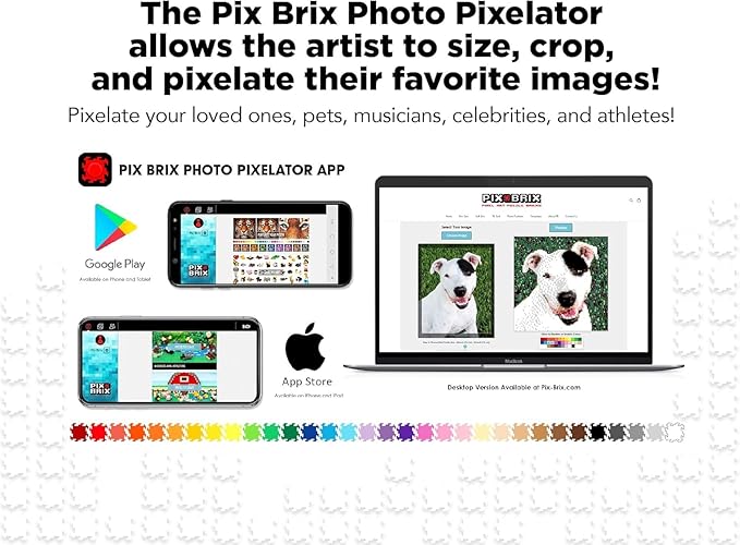Pix Brix Pixel Art kit Puzzle Bucket - 1500-Piece Kit with 12-Color Light Palette – Patented Interlocking Building Bricks for 2D and 3D Creations – STEM Toy for Ages 6+