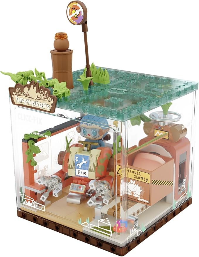 POP MART The Monsters Forest Secret Base Series Blocks-Click-Fix Lab Labubu Building Toy Set Interactive Building Toy for Kids Boys and Girls