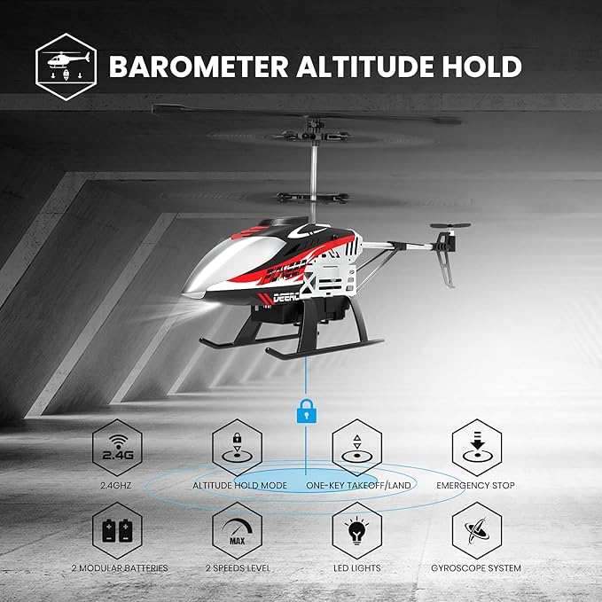 DEERC DE52 Remote Control HelicopterAltitude Hold RC Helicopters with Storage Case Extra Shell2.4GHz Aircraft Indoor Flying Toy with High&ampLow Speed Mode2 Modular Battery for 24 Min Play Boys Gi