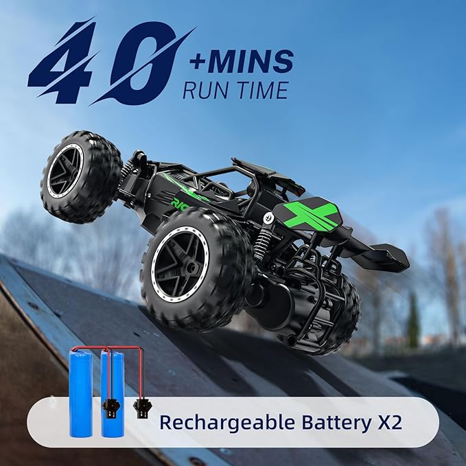 ACAMMZAR Remote Control Car 1:18 High Speed RC Cars for Kids 20KM/H Monster RC Truck Off Road with Lights Toys for Boys Green
